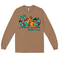 Toasted Coconut with god all things are possible. cross Long Sleeve Tee - AdoDesignShop