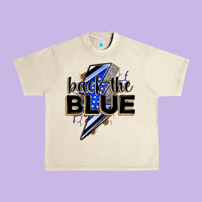 Back The Blue With Lightning Bolt Urban Heavy Tee Designed By Zillion Design Studio