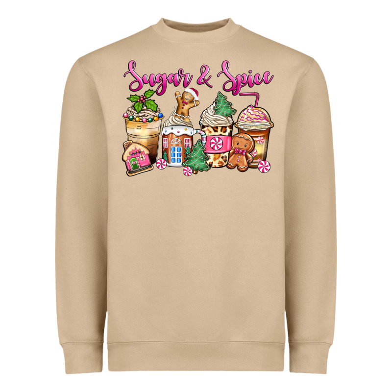 Sugar And Spice Pink Gingerbread Coffee Cups Heavyweight Sweatshirt by Zillion Design Studio | Teevron