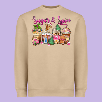 Sugar And Spice Pink Gingerbread Coffee Cups Heavyweight Sweatshirt Designed By Zillion Design Studio
