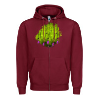 Burgundy halloween patch Zipper Hoodie - BundleAndBundleShop
