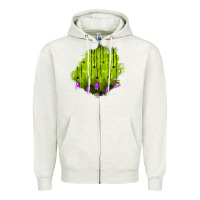 Oatmeal Heather halloween patch Zipper Hoodie - BundleAndBundleShop