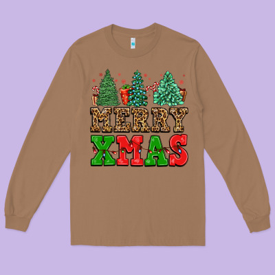 Merry Xmas Long Sleeve Tee Designed By Fadigitalartstudio