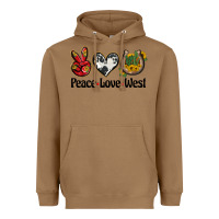 Toasted Coconut peace love west Heavyweight Hoodie - BarkalooDesign
