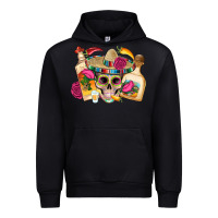 Mexican Skull Sombrero Tequila Bottle Paper Roses Urban Hoodie | Teevron