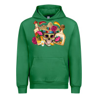 Emerald mexican skull sombrero tequila bottle paper roses Urban Hoodie - Artiststas