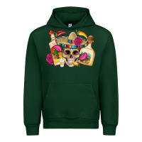 Forest Green mexican skull sombrero tequila bottle paper roses Urban Hoodie - Artiststas