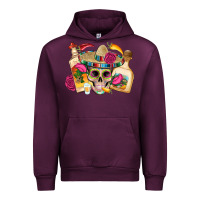 Mauve Wine mexican skull sombrero tequila bottle paper roses Urban Hoodie - Artiststas