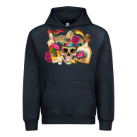 Navy mexican skull sombrero tequila bottle paper roses Urban Hoodie - Artiststas
