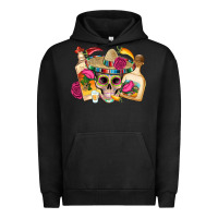 Pigment Black mexican skull sombrero tequila bottle paper roses Urban Hoodie - Artiststas