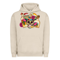 Pigment French Oak mexican skull sombrero tequila bottle paper roses Urban Hoodie - Artiststas