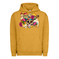 Pigment Peanut Butter mexican skull sombrero tequila bottle paper roses Urban Hoodie - Artiststas