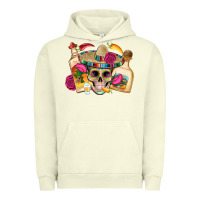 Pigment Pistachio mexican skull sombrero tequila bottle paper roses Urban Hoodie - Artiststas
