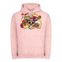 Pigment Salmon mexican skull sombrero tequila bottle paper roses Urban Hoodie - Artiststas