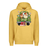 Antique Gold christmas santa and reindeer truck Premium Hoodie - MaliasSmallBusiness