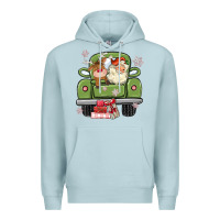 Blue Mist christmas santa and reindeer truck Premium Hoodie - MaliasSmallBusiness