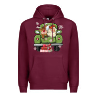 Burgundy christmas santa and reindeer truck Premium Hoodie - MaliasSmallBusiness