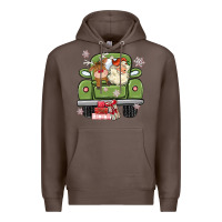 Coffee christmas santa and reindeer truck Premium Hoodie - MaliasSmallBusiness
