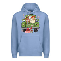 Colony Blue christmas santa and reindeer truck Premium Hoodie - MaliasSmallBusiness