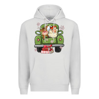 Dove Grey christmas santa and reindeer truck Premium Hoodie - MaliasSmallBusiness