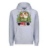 Heather Grey christmas santa and reindeer truck Premium Hoodie - MaliasSmallBusiness