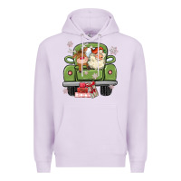 Lilac christmas santa and reindeer truck Premium Hoodie - MaliasSmallBusiness