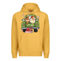 Mustard christmas santa and reindeer truck Premium Hoodie - MaliasSmallBusiness