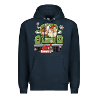 Navy christmas santa and reindeer truck Premium Hoodie - MaliasSmallBusiness