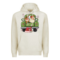 Oatmeal Heather christmas santa and reindeer truck Premium Hoodie - MaliasSmallBusiness