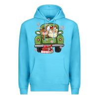 Ocean Blue christmas santa and reindeer truck Premium Hoodie - MaliasSmallBusiness