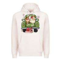 Pale Pink christmas santa and reindeer truck Premium Hoodie - MaliasSmallBusiness