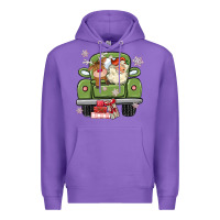 Purple christmas santa and reindeer truck Premium Hoodie - MaliasSmallBusiness