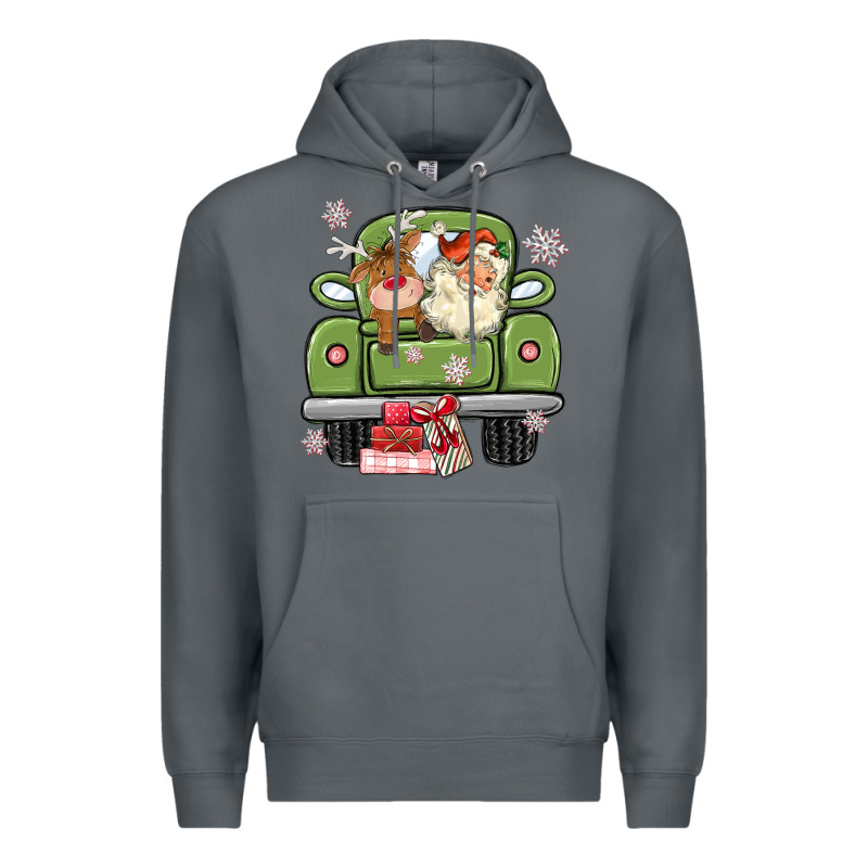 Christmas Santa And Reindeer Truck Premium Hoodie by MaliasSmallBusiness | Teevron