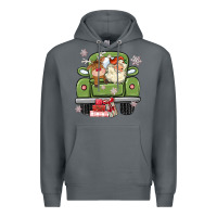 Rock christmas santa and reindeer truck Premium Hoodie - MaliasSmallBusiness