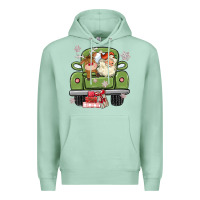 Seafoam christmas santa and reindeer truck Premium Hoodie - MaliasSmallBusiness