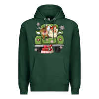 Sports Green christmas santa and reindeer truck Premium Hoodie - MaliasSmallBusiness