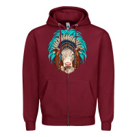 Burgundy hereford indian headdress Zipper Hoodie - JahusDesignShop