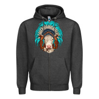 Charcoal Heather hereford indian headdress Zipper Hoodie - JahusDesignShop