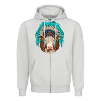 Dove Grey hereford indian headdress Zipper Hoodie - JahusDesignShop