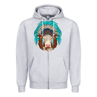 Heather Grey hereford indian headdress Zipper Hoodie - JahusDesignShop