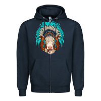 Navy hereford indian headdress Zipper Hoodie - JahusDesignShop