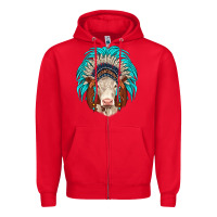Red hereford indian headdress Zipper Hoodie - JahusDesignShop