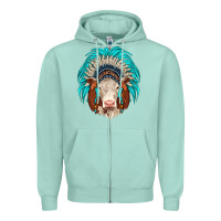 Seafoam hereford indian headdress Zipper Hoodie - JahusDesignShop