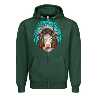 Sports Green hereford indian headdress Zipper Hoodie - JahusDesignShop