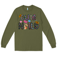Army Green cute nails Long Sleeve Tee - CowhideDigitalArt