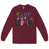 Burgundy cute nails Long Sleeve Tee - CowhideDigitalArt