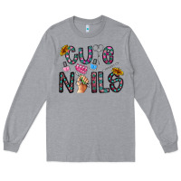 Heather Grey cute nails Long Sleeve Tee - CowhideDigitalArt