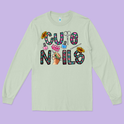 Cute Nails Long Sleeve Tee Designed By Cowhidedigitalart