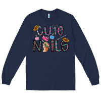 Navy cute nails Long Sleeve Tee - CowhideDigitalArt