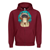 Burgundy charolais indian headdress Zipper Hoodie - JahusDesignShop